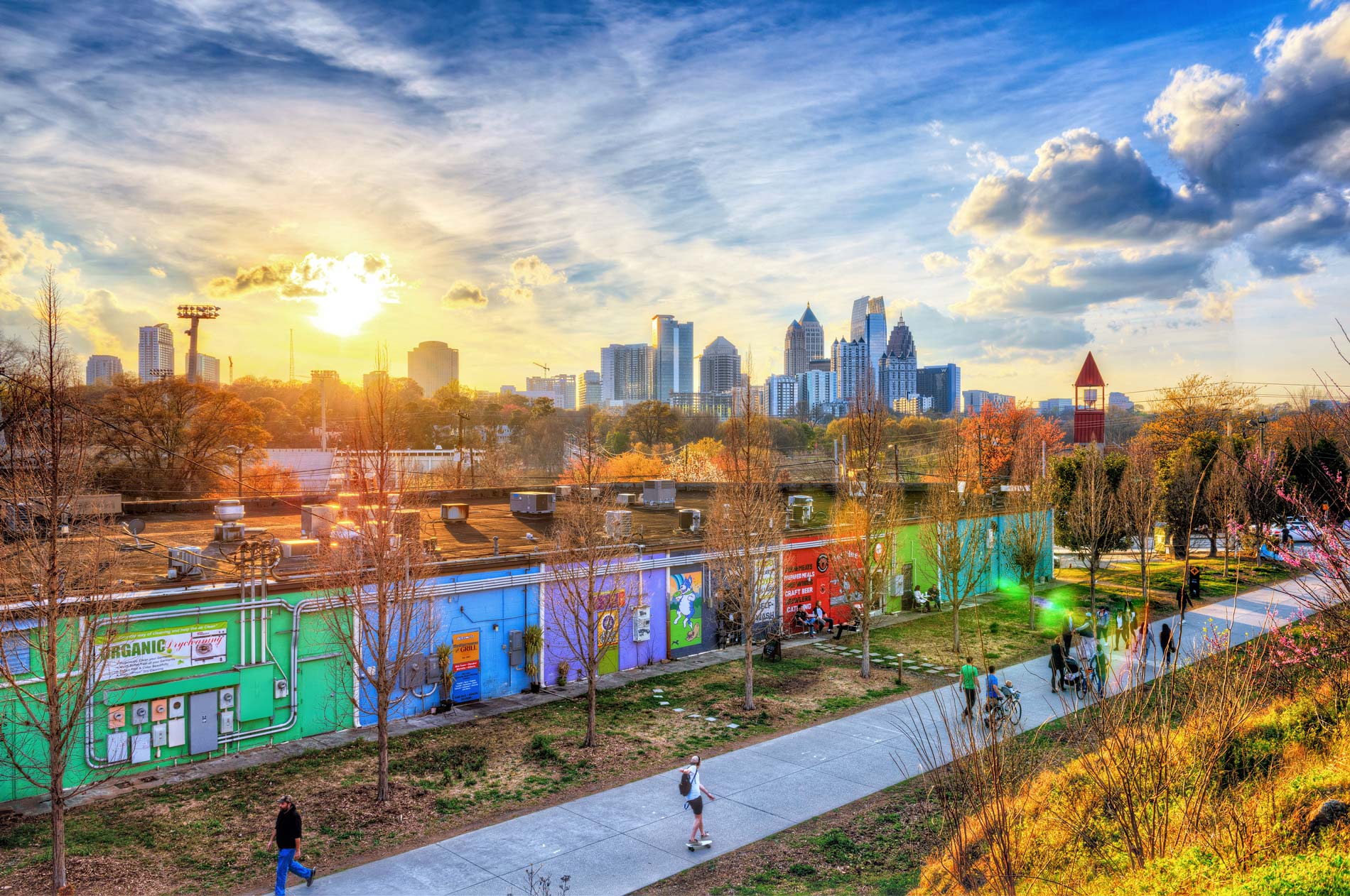 AtlantaBeltlineSkylineSpring-web A gorgeous evening in Atlanta with the skyline standing tall above the soccer city.
